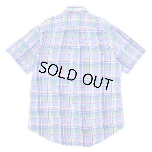 画像2: POLO Ralph Lauren S/S ボタンダウンシャツ “BLUE BASE / LINEN” (2)