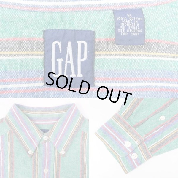 画像3: 90's OLD GAP マルチストライプ柄 ボタンダウンシャツ (3)