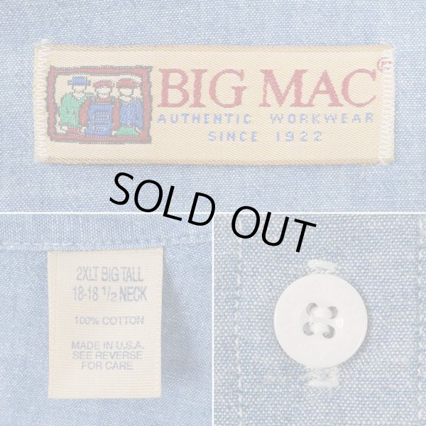 画像2: 90's BIG MAC コットンシャンブレーシャツ "MADE IN USA / 2XL-TALL" (2)