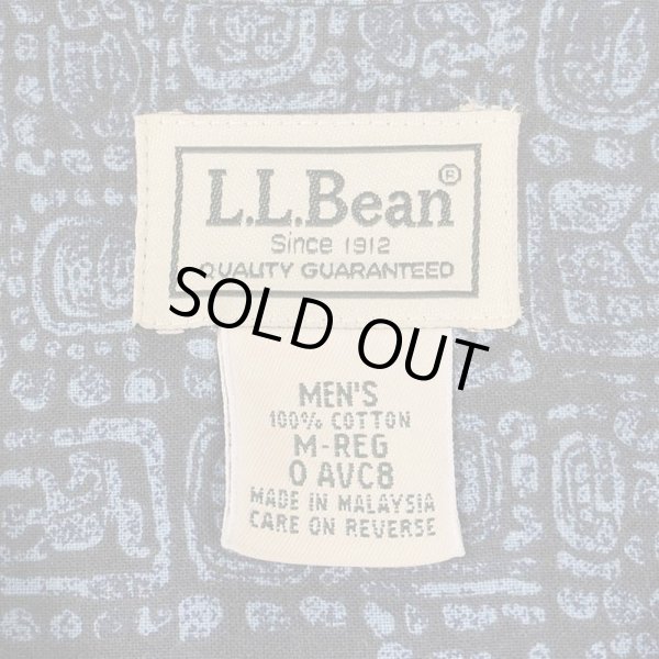 画像2: 00's L.L.Bean S/S 総柄 オープンカラーシャツ "NAVY BASE" (2)
