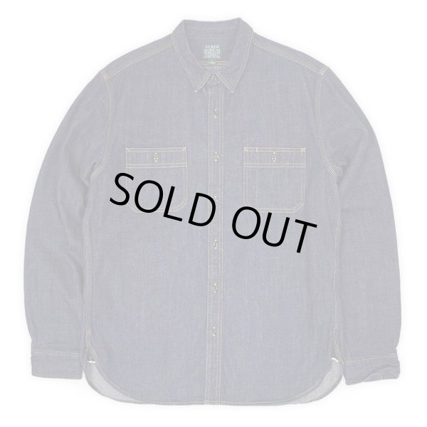 画像1: 00's J.CREW マチ付き デニムワークシャツ (1)