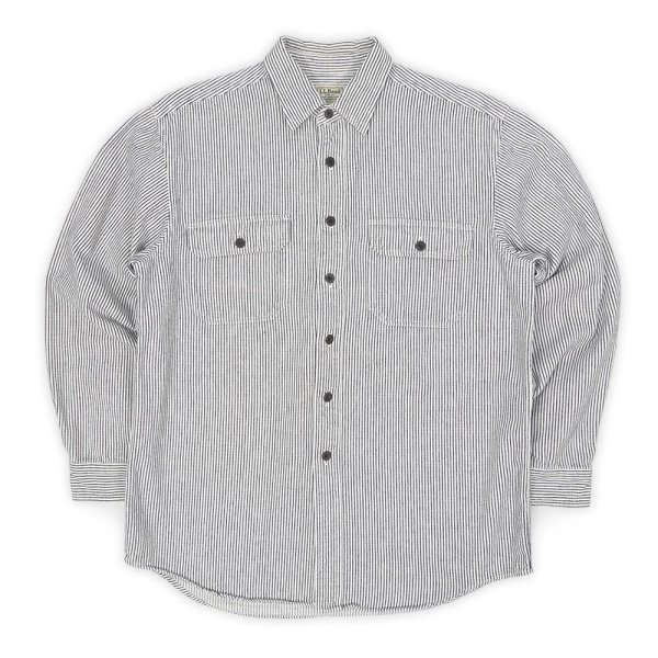 画像1: 00's L.L.Bean ヒッコリーストライプ柄 コットンワークシャツ (1)