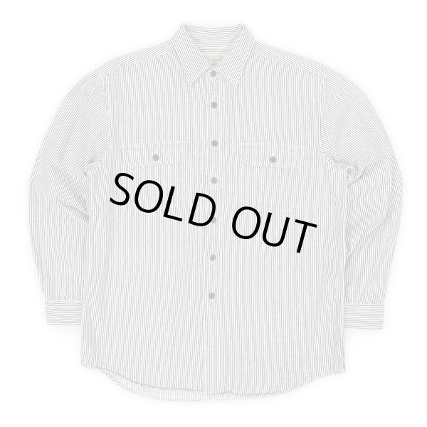 画像1: 00's L.L.Bean ヒッコリーストライプ柄 コットンワークシャツ (1)