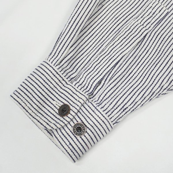 画像4: 00's L.L.Bean ヒッコリーストライプ柄 コットンワークシャツ (4)