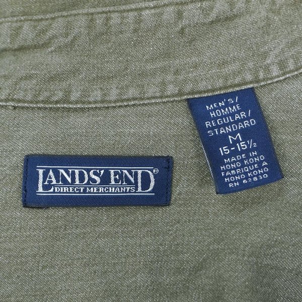 画像2: 90-00's LANDS' END 先染めカラーデニム ボタンダウンシャツ (2)