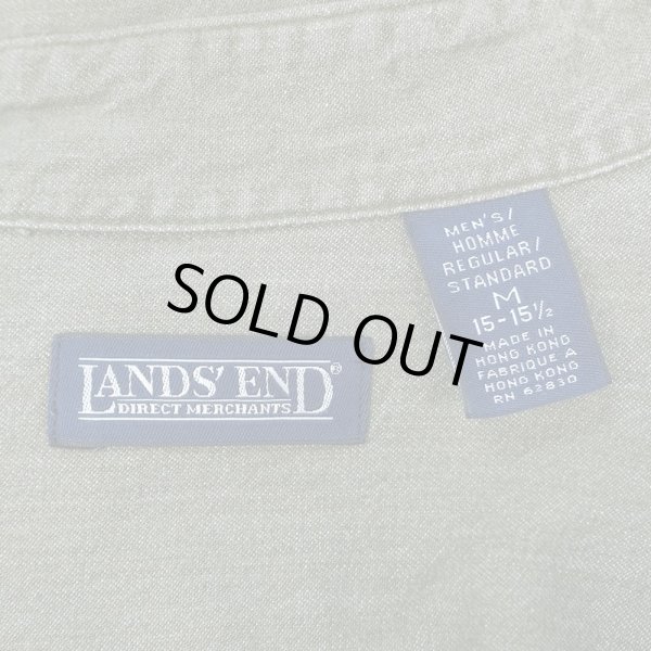 画像2: 90-00's LANDS' END 先染めカラーデニム ボタンダウンシャツ (2)