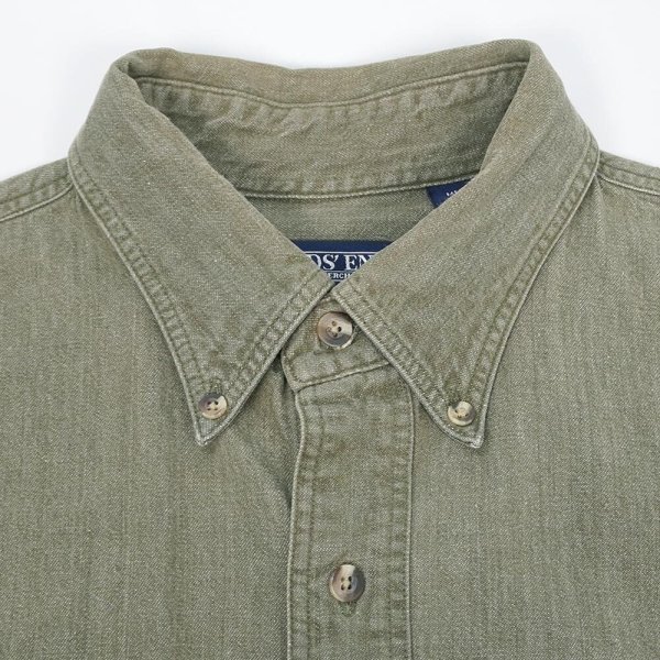 画像3: 90-00's LANDS' END 先染めカラーデニム ボタンダウンシャツ (3)