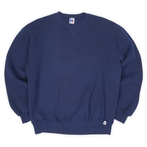 画像1: 90's RUSSELL 前V ブランクスウェット "NAVY / MADE IN USA" (1)