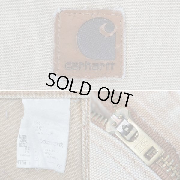 画像3: 00's Cahartt ダブルニー ダックペインターパンツ "FADE BROWN / W32 L30相当" (3)