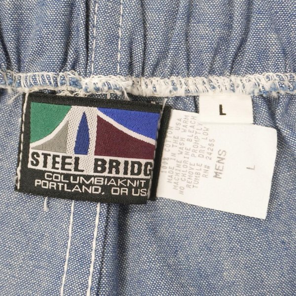 画像3: 90's STEEL BRIDGE ブルーシャンブレー ショーツ "MADE IN USA / DEADSTOCK" (3)