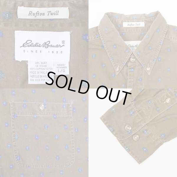 画像3: 90's Eddie Bauer 総柄 ボタンダウンシャツ "白タグ / Rufton Twill" (3)