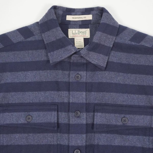 画像3: Early 00's L.L.Bean ボーダー柄 シャモアクロス ワークシャツ "DEADSTOCK" (3)