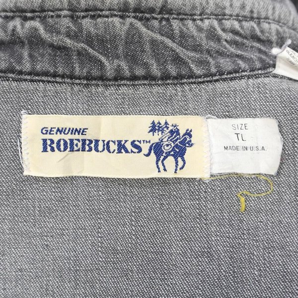 画像2: 80's ROEBUCKS 先染めブラックデニム ウエスタンシャツ "MADE IN USA" (2)