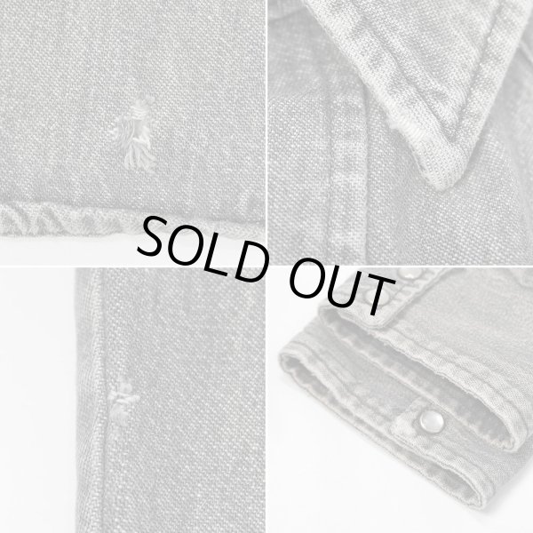 画像5: 80's ROEBUCKS 先染めブラックデニム ウエスタンシャツ "MADE IN USA" (5)