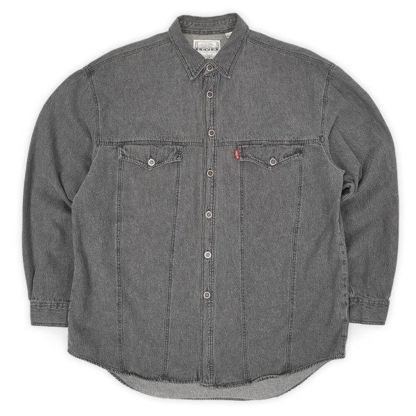 画像1: 90's Levi's 先染めブラックデニム ワークシャツ (1)