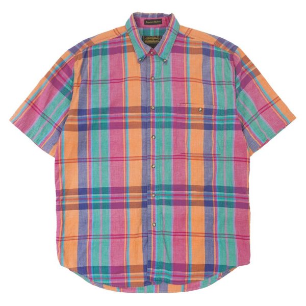 画像1: 90's Eddie Bauer S/S ボタンダウンシャツ "Superior Madras" (1)
