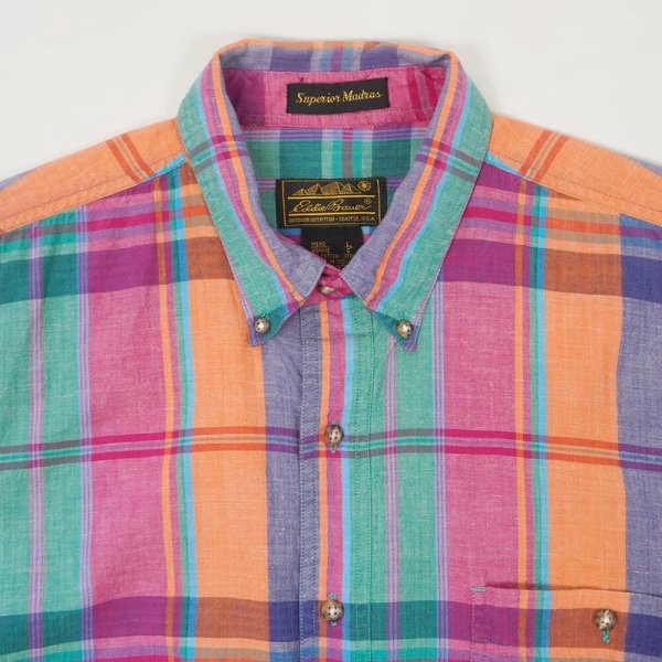 画像3: 90's Eddie Bauer S/S ボタンダウンシャツ "Superior Madras" (3)