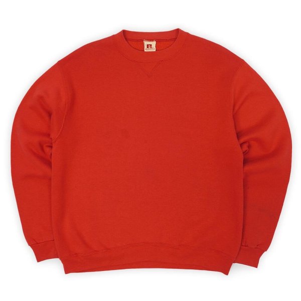 画像1: Early 80's RUSSELL 前V ブランクスウェット "MADE IN USA / VERMILION RED" (1)