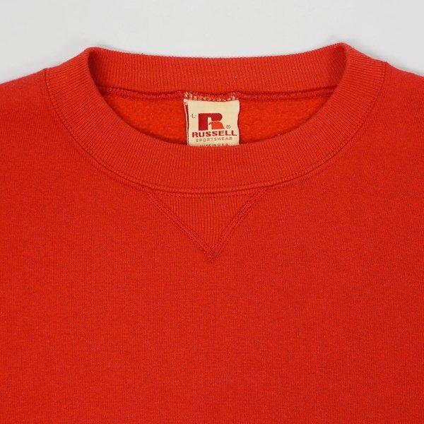 画像3: Early 80's RUSSELL 前V ブランクスウェット "MADE IN USA / VERMILION RED" (3)