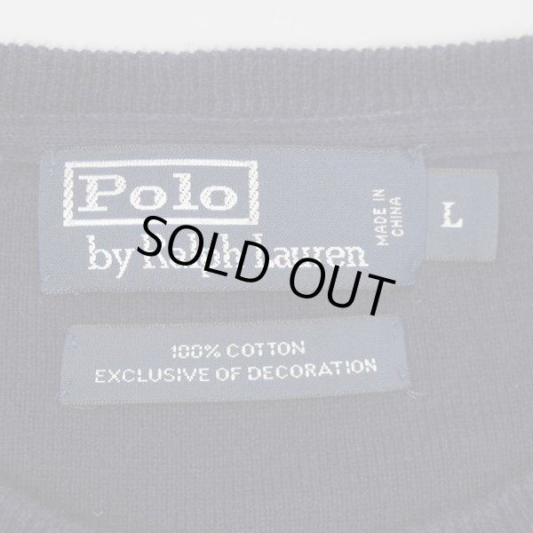 画像2: 90's Polo Ralph Lauren コットンニット "NAVY × GREEN LOGO" (2)