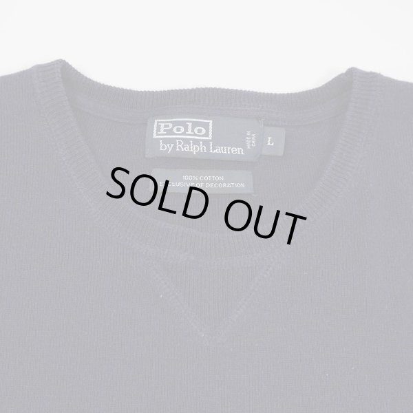 画像4: 90's Polo Ralph Lauren コットンニット "NAVY × GREEN LOGO" (4)