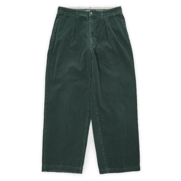 画像1: 90's Polo Ralph Lauren 2タック 太畝コーデュロイトラウザー "Dark Green / ANDREW PANT" (1)