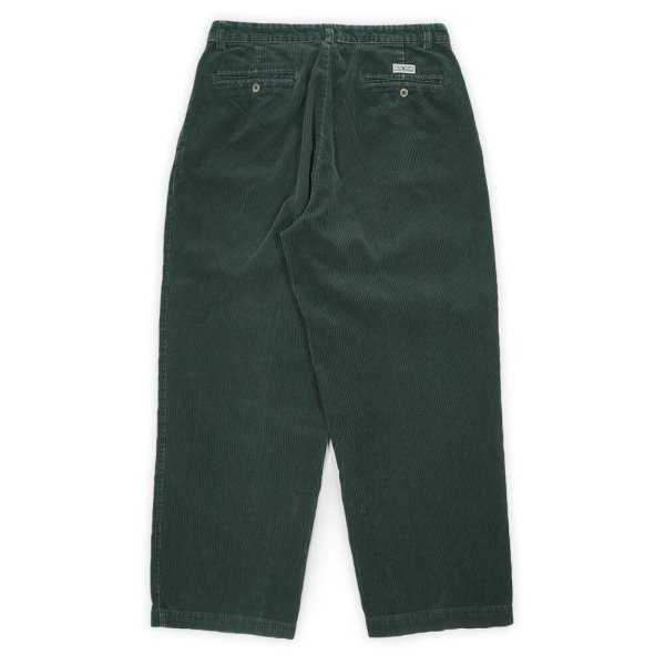 画像2: 90's Polo Ralph Lauren 2タック 太畝コーデュロイトラウザー "Dark Green / ANDREW PANT" (2)