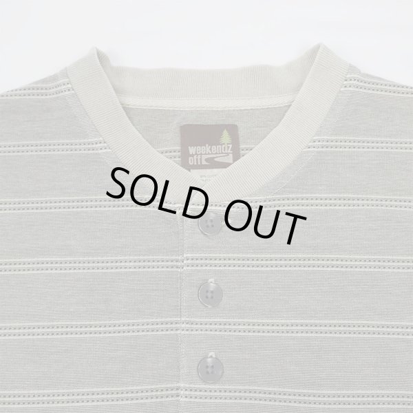 画像3: 00's Weekends off マルチボーダー柄 ヘンリーネック ポケットTシャツ (3)