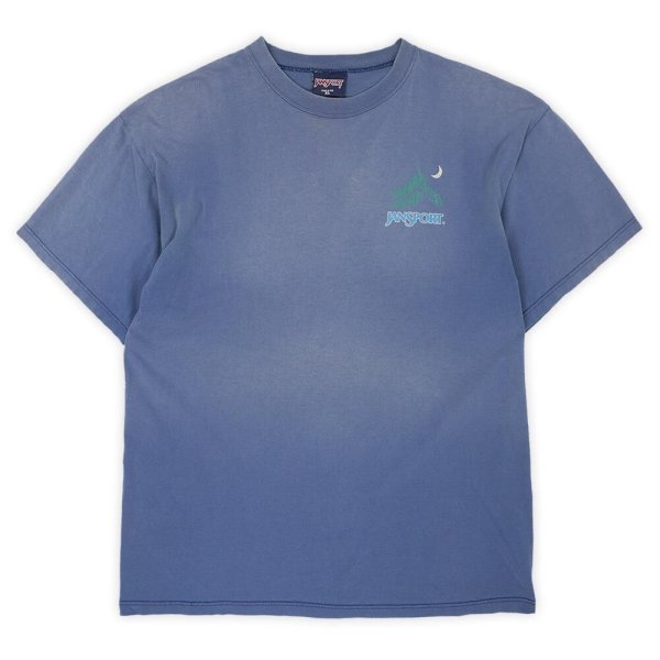 画像1: 90's JANSPORT 両面プリントTシャツ "MADE IN USA / FADE BLUE" (1)