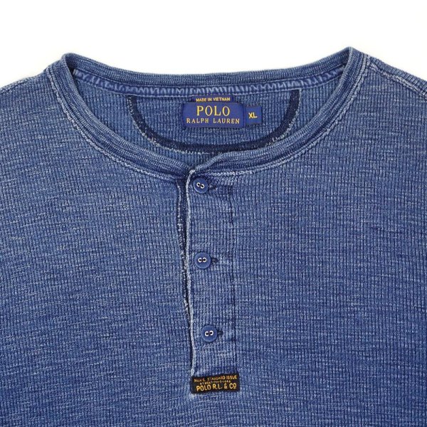 画像3: 00's Polo Ralph Lauren ヘンリーネック カットソー "Indigo Dye" (3)