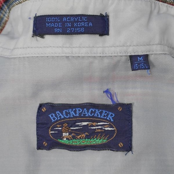 画像2: 90's Back Packer アクリル フランネルシャツ "Black Plaid" (2)