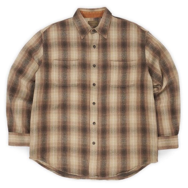 画像1: Late 90's ST JOHN'S BAY ヘビーネルシャツ "BROWN×BEIGE OMBRE PLAID" (1)
