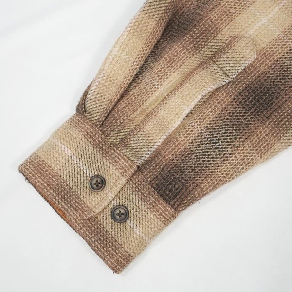 画像4: Late 90's ST JOHN'S BAY ヘビーネルシャツ "BROWN×BEIGE OMBRE PLAID" (4)