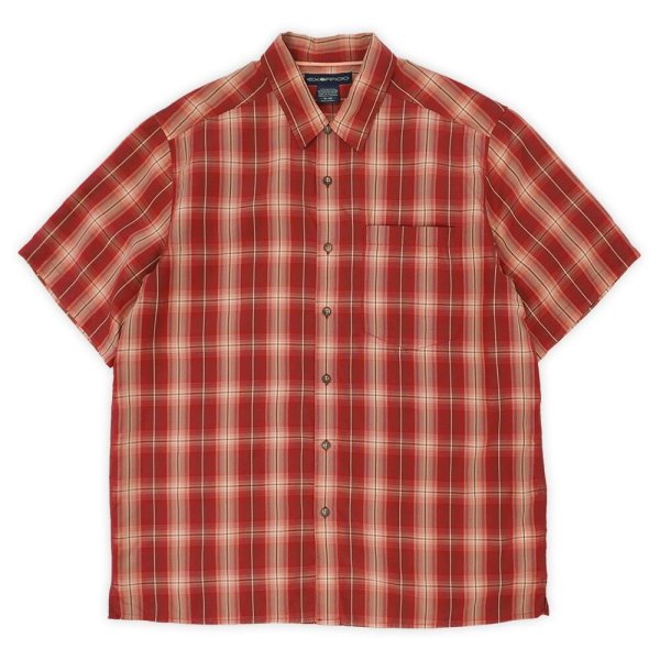 画像1: 00's EXOFFICIO S/S レギュラーカラーシャツ "Red Ombre Praid" (1)