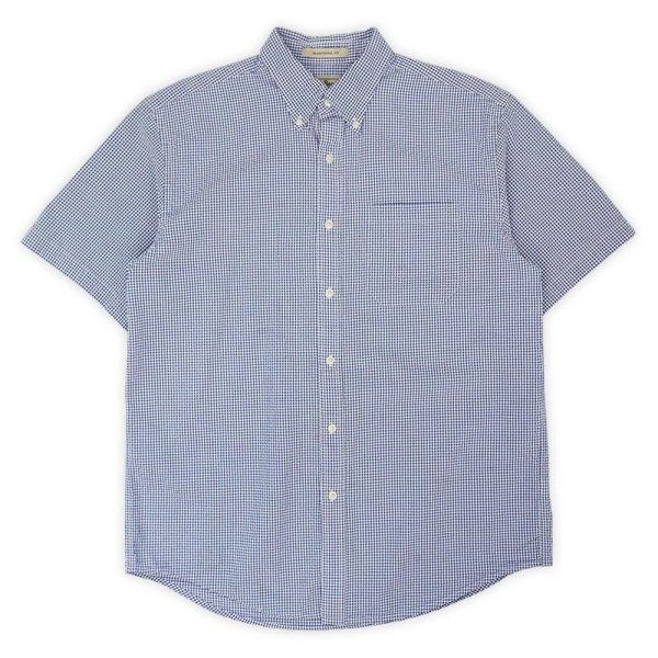 画像1: 00's L.L.Bean S/S シアサッカーボタンダウンシャツ “Blue Gingham Plaid” (1)