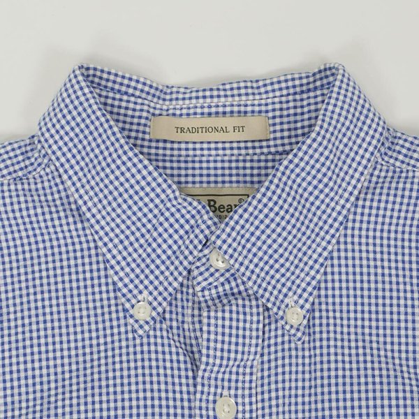 画像3: 00's L.L.Bean S/S シアサッカーボタンダウンシャツ “Blue Gingham Plaid” (3)
