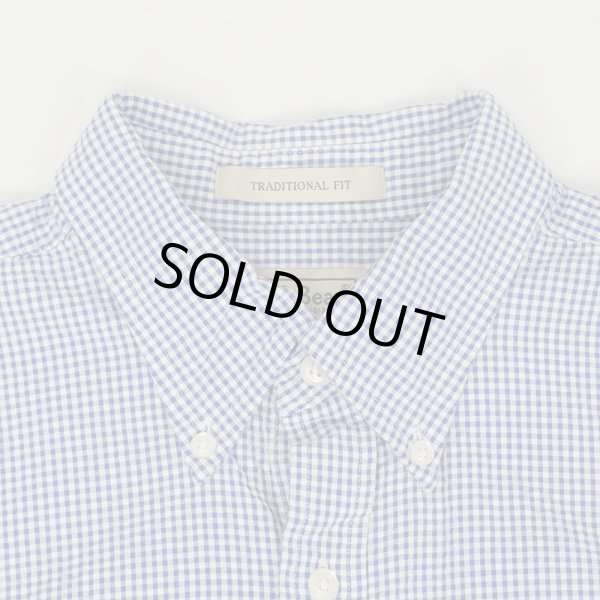 画像3: 00's L.L.Bean S/S シアサッカーボタンダウンシャツ “Blue Gingham Plaid” (3)