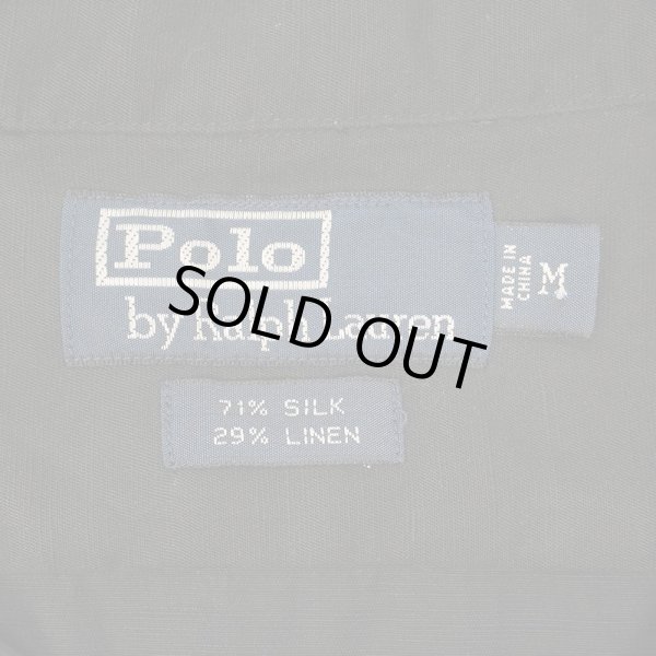 画像2: 90's Polo Ralph Lauren S/S オープンカラーシャツ “BLACK / SILK×LINEN / ポニー無し” (2)
