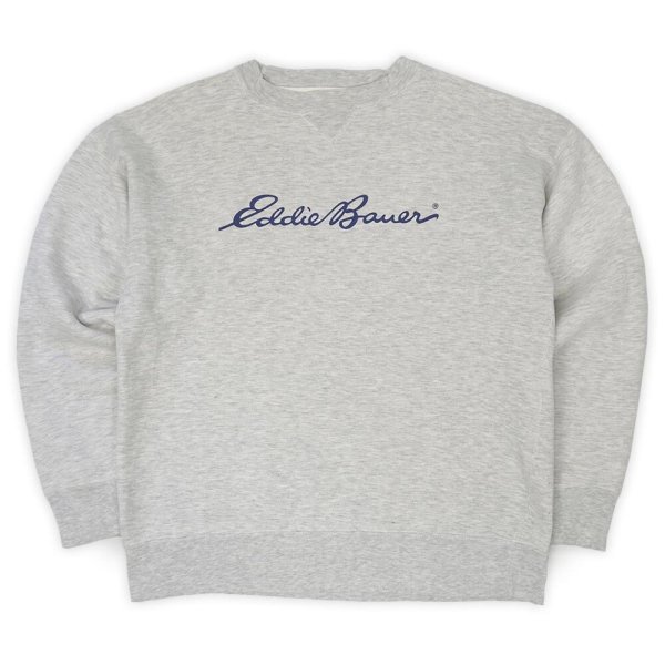 画像1: 90's Eddie Bauer ロゴプリント スウェット "黒タグ" (1)