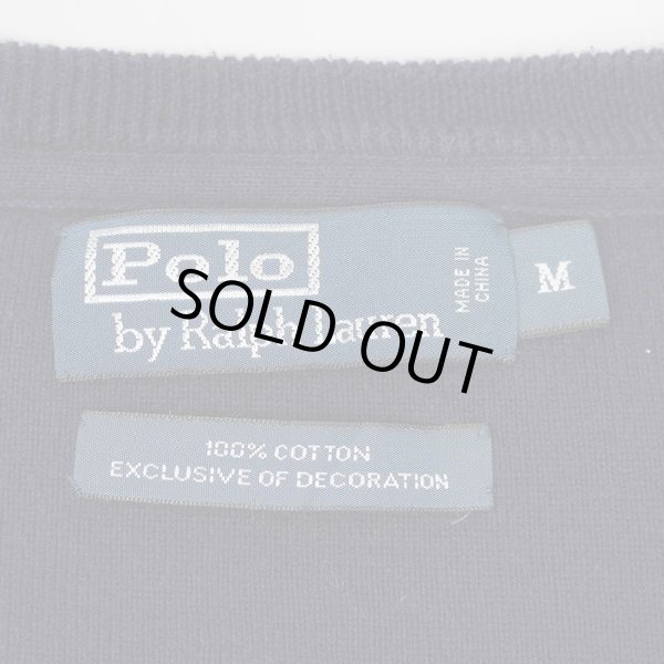 画像2: 90's Polo Ralph Lauren コットンニット "NAVY × RED LOGO" (2)