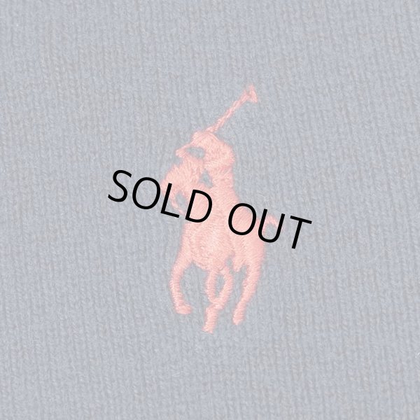 画像3: 90's Polo Ralph Lauren コットンニット "NAVY × RED LOGO" (3)