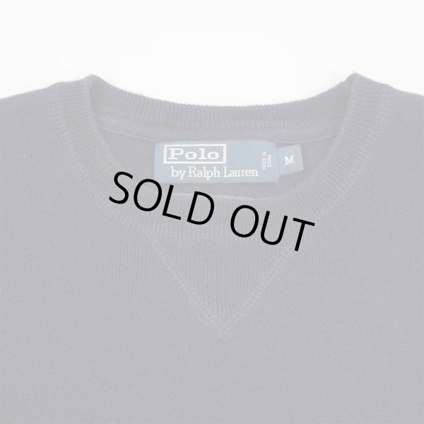 画像4: 90's Polo Ralph Lauren コットンニット "NAVY × RED LOGO" (4)