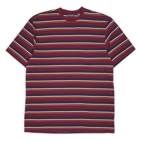 画像1: 90's Puritan マルチボーダー ポケットTシャツ "Burgundy Base" (1)