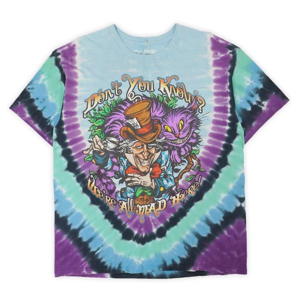 画像1: 00's Alice in Wonderland タイダイ染め 両面プリントTシャツ "LIQUID BLUE" (1)
