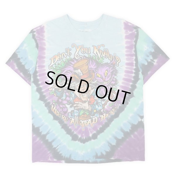 画像1: 00's Alice in Wonderland タイダイ染め 両面プリントTシャツ "LIQUID BLUE" (1)