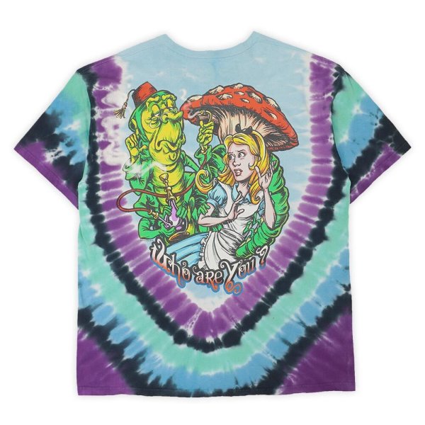 画像2: 00's Alice in Wonderland タイダイ染め 両面プリントTシャツ "LIQUID BLUE" (2)