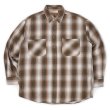 画像1: 90's ST JOHN'S BAY ヘビーネルシャツ "BROWN×WHITE OMBRE PLAID" (1)