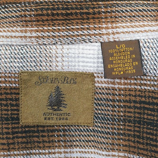 画像2: 90's ST JOHN'S BAY ヘビーネルシャツ "BROWN×WHITE OMBRE PLAID" (2)