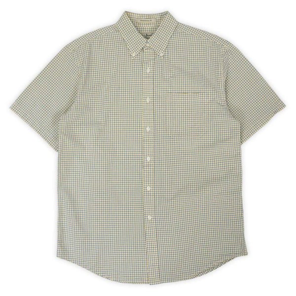 画像1: 00's L.L.Bean S/S シアサッカーボタンダウンシャツ “Blue×Yellow Plaid” (1)