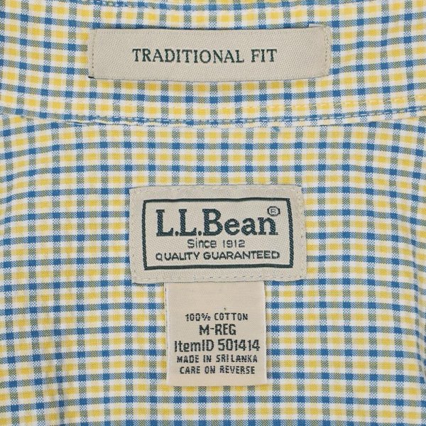 画像2: 00's L.L.Bean S/S シアサッカーボタンダウンシャツ “Blue×Yellow Plaid” (2)